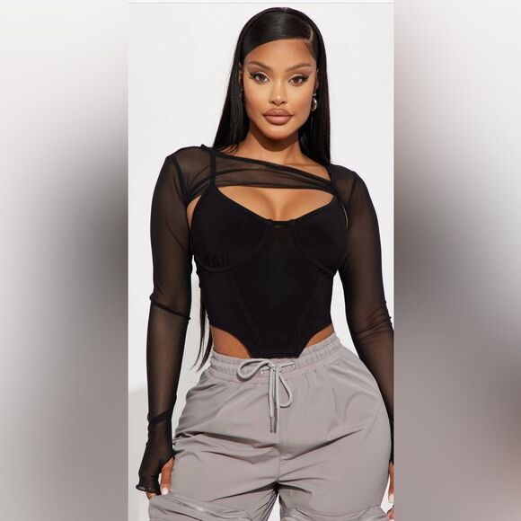 Molly Mesh 2 Pc Top - Black - Picture 3 of 4